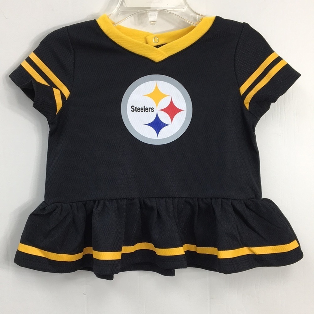 Girls Steelers Fan Shirt and Onesie Set Size 6-12 (shirt) & 18 m (onesie) - Picture 3 of 7